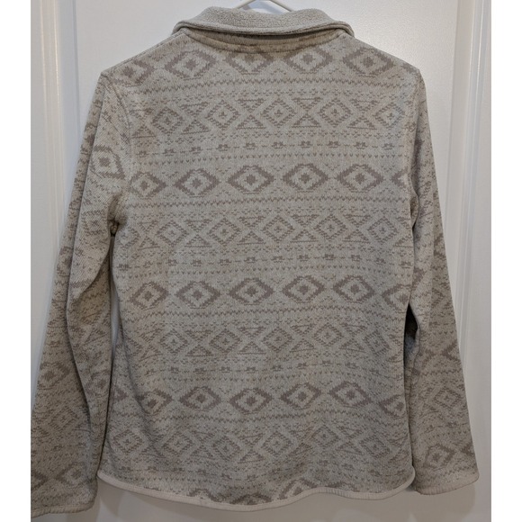Eddie Bauer Sweater Womens Beige Gray Full Zip Sweatshirt Southwest Aztec Size M - Picture 6 of 8